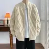 Cárdigan de punto con cremallera y cuello alto para hombre, nuevo modelo primavera y otoño 2006, chaqueta suéter de alta gama con patrón de rombos