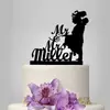 Letras Personalizadas Acrílico Decoração de Bolo de Casamento Cartão Inserção para Bolo Sr. e Sra. Cartão Inserção para Bolo do Noivo