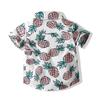 Camisa Casual Estilo Playa para Niños 2021 Verano Nuevo Manga Corta Infantil Estampado Completo Hawaiano Piña Camisa de Algodón