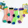 Z178 Calcetines Infantiles al por Mayor Verano Finos Rayas con Letras Medias para Bebé Algodón Transpirables Calcetines de Malla para Niños y Niñas