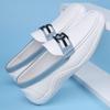 Mocassins Respiráveis para Outono e Inverno para Homens, Sapatos de Couro Masculinos da Moda para Negócios, Sapatos Casuais Macios de Superfície Macia Tipo Feijão