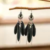 Brincos de Pena Boêmios Europeus e Americanos, Brincos de Franja Estilo Étnico Exagerado Retrô para Feriados, Acessórios de Viagem de Yunnan para Mulheres