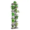 Suporte de planta vertical multicamadas - 4 a 6Suporte de vaso de flores para interior -Design economizador de espaço, altura opcional74 centímetros/94 centímetros/106 centímetros -Estrutura de aço-madeira