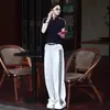 Conjunto de Moda Casual para Mujer Verano 2026 Nuevo Elegante Ajustado Camiseta de Manga Corta y Pantalones de Pierna Ancha Reductor de Edad Conjunto de Dos Piezas Moderno