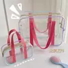Bolsa de Maquiagem Transparente de PVC Alça Dupla Viagem Grande Capacidade À Prova D'água Bolsa de Praia Artigos Diversos Cosméticos Natação Bolsa de Armazenamento