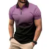 Camisa Polo de Manga Corta con Cremallera para Hombre Más Vendida en Exportación Transfronteriza Color de Interfaz Estampado 3D Moda de Negocios Casual