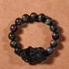 Pulsera de obsidiana valiente para hombre y mujer, colección de pareja con ojos de arcoíris naturales, regalo para el día del niño para su novio.