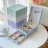Nueva Caja de Joyería de Cuadros Caja de Joyería de Doble Cajón Joyería de Gama Alta Joyería para Collares Anillos Pendientes Caja de Almacenamiento de Joyería