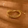 Pulseira Luxuosa Banho de Ouro com Olho de Gato Escovado Brilhante para Mulheres, Presente Perfeito para Namorada