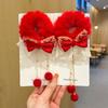 Anel de Cabelo de Pelúcia Vermelho para Crianças Corda de Cabelo Vermelha Nova Corda de Cabelo de Ano Novo para Meninas Flor de Cabelo Estilo Chinês Cabelo de Hanfu Traje Tang