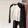 Sudadera Corta con Mangas Raglán y Parches Irregulares para Mujer Estilo Primavera Otoño Nuevo Estilo Camiseta de Manga Larga Petite Top