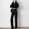 Pantalones de pierna ancha de seda helada para mujer, finos y fluidos de verano, pantalones rectos ajustados, pantalones casuales de traje 2024 para figuras petite
