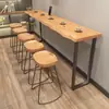 Mesa de bar de madeira maciça, mesa de pernas altas, mesa de lazer, mesa de lanche para café e chá de leite, montada na parede, simples, para uso doméstico, mesa de jantar longa