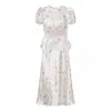 Vestido Duas Peças Europeu e Americano Transfronteiriço para Mulheres, Moda Popular do Aliexpress, Top com Cintura Marcada Estampado Floral Pequeno e Saia Cauda de Peixe