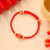 Pulsera Tejida de Cuerda de Cinco Colores del Festival del Bote del Dragón con Nudo de Flor de Durazno, Pulsera Semi-Terminada Hecha a Mano DIY para Niños, Venta al por Mayor de Regalos