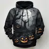 2024 Novos Homens Europeus e Americanos Abóbora de Halloween Impressão Digital Série de Halloween Moletom com Capuz Impressão por Transferência de Calor