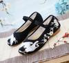 Sapatos Hanfu Crane Sapatos de Pano Bordados Roupas Antigas Retro Sola de Carne Sapatos de Dança de Salto Baixo Sapatos Femininos Únicos