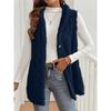 Cardigan de Botão com Capuz de Pelúcia Dupla Face Cor Sólida Venda Quente Comércio Exterior Transfronteiriço Europeu e Americano Colete Casual Feminino Outono e Inverno