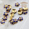 Acessórios de joalheria faça você mesmo por atacado de fábrica, suporte para flores cloisonné de 7 mm, suporte para contas de ouro, acessórios azuis brilhantes