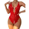 Body Sexy Talla Plus Europeo y Americano con Entrepierna Abierta y Espalda Descubierta, Ribete de Encaje, Lencería de Nuevo Estilo