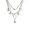 Collar de Concha Estrella de Mar Perla Estilo Bohemio para Mujer Lujo Ligero Elegante Gama Alta Cadena de Clavícula Multicapa Accesorios de Vacaciones