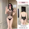 Lencería sexy, body, conjunto de malla sin quitar, deseo puro, sexy y seductor, medias de malla con abertura en la entrepierna, uniforme, conjunto de medias negras de una pieza
