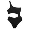 Traje de baño de una pieza para mujer, estilo coreano y japonés, de un solo hombro, conservador, que expone la cintura, adelgazante, nuevo color liso, para vacaciones, bikini de moda