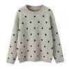 Atacado para comércio exterior 2026 estilo europeu e americano moda casual simples estampa de bolinhas suéter de tricô pulôver para mulheres C526974