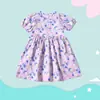 Vestido de Niña con Mangas Abullonadas, Vestido Floral Delgado de Verano para Niños Mayores, Vestido de Manga Corta para Niñas Pequeñas, Vestido de Princesa