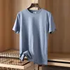 Serie de Color Sólido Algodón de Fibra Larga de Xinjiang Verano para Hombre Cómoda Lavada Algodón Puro Cuello Redondo Casual Manga Corta Camiseta