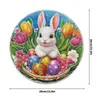 Mantel de Pascua con Formas de Conejo y Huevo, Borde Irregular de Encaje, Estampado de Lino, Decoración de Mesa para Sala de Estar, Mantel de Pascua
