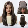 Novo Produto, Peruca Mono Sem Cola, Seda Importada, Sem Cola, Repartição Livre, Cabelo Longo Reto Dourado Degradê, Peruca de Cabeça Inteira