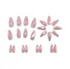 Rombos Multifacéticos Estéreo 3D Fantasma Metal Galvanizado Brillante Manicura Moda Europea y Americana Cabeza Redonda Almendra Rosa Uñas Postizas