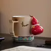 Adornos de Cerámica Estilo Chino en Forma de Calabaza para Mesa de Centro de Sala de Estar, Mesa de Té, Vestíbulo, Decoraciones de Oficina, Caja de Regalo para Inauguración de Casa, Regalo de Año Nuevo Chino