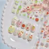Adesivos Tomoni finos e resistentes para nail art, populares, simples, adesivos de desenho animado para crianças, adesivos de joias de urso morango, nail art