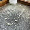 Colar de Pérolas de Água Doce Design Simples Estilo Feminino Luxo Leve Sensação de Alto Padrão Corrente de Lã Moda Corrente de Colar Versátil Corrente de Clavícula
