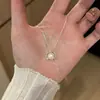 Collar de Perlas Geométricas de Plata de Ley S925 Estilo Coreano Lujo Ligero Moda Gama Alta Diseño de Nicho Cadena para Clavícula