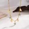 Collar con Colgante de Estrella de Mar y Concha Transfronterizo Europeo y Americano Nuevo Producto Pulsera Versátil de Moda Pendientes de Nicho de Verano para Mujer de Gama Alta
