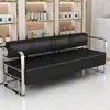 Sofá de Peluquería de Moda Silla de Espera, Sofá Largo de Acero Inoxidable para Área de Descanso de Peluquería de Lujo