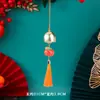 Feliz Año Nuevo, Buena Suerte y Paz, Colgante de Carrillón de Viento, Campana con Borlas, Adorno de Paz para Estrenar Casa, Decoración Colgante con Borlas