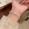 Pulsera trenzada con cuentas plateadas para mujer, nicho de lujo ligero, pulsera de cuentas exquisita, de aspecto caro, la mejor pulsera para fiesta de estudiantes, al por mayor