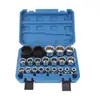 Juego de vasos Torx de 19 piezas, juego de vasos de 1/2 pulgada, juego de vasos hexagonales de 19 piezas en caja, vaso Torx de 12 puntas