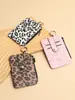 Porta-Cartões de Couro PU Estampado de Leopardo Transfronteiriço com Múltiplos Slots para Cartões Porta-Cartões Compacto com Zíper Porta-Moedas Porta-Cartões Portátil Pingente de Chave Bolsa para Cosméticos