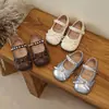 Zapatos de Princesa de Cuero para Niñas Primavera y Otoño 1-3 Años Suela Suave Moño Perla Zapatos Mary Jane Zapatos para Caminar de Bebé