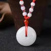 Pingente de Fivela de Segurança Verde da Mongólia Exterior Colar de Jade Masculino e Feminino Pingente de Fivela de Segurança de Jaspe Imitação Jade Branco Joias de Negócios