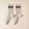 Nuevos calcetines de primavera y otoño para mujer, calcetines de felpa, estilo académico de dos rayas, calcetines de tubo de doble aguja para mujer, calcetines de algodón en stock, venta al por mayor