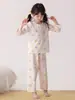 Pijama de Algodón Puro para Niñas Primavera y Verano 2025 Pantalón Largo de Manga Larga para Niños Ropa de Aire Acondicionado para Niños Traje de Casa para Niña Pequeña
