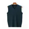 Colete Masculino de Cor Sólida com Decote V Outono e Inverno Colete Suéter Estilo Pai Camiseta de Lã Grossa Estilo Colete de Cavalheiro