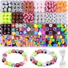 Venta transfronteriza de set de 24 compartimentos de cuentas de arcilla blanda para pulseras, collares y accesorios DIY para niños, directo del fabricante