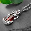 Colgante Sólido Chapado en Plata Granate Rojo Colgante Pixiu Collar Personalizado para Mujer Dominante para Hombre Venta Directa de Fábrica